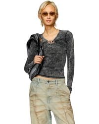 DIESEL - Ribbed Top With Oval D Plaque - Lyst