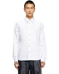 DIESEL - Formal Shirt With Logo-embroidered Collar - Lyst