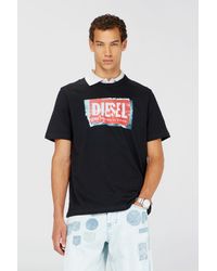DIESEL - T-Shirt With Crumpled-Effect Logo - Lyst
