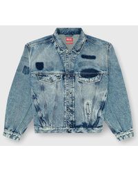 DIESEL - Trucker Jacket With Patch Effects - Lyst