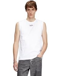 DIESEL - Tank Top With Metallic Oval D - Lyst