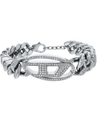 DIESEL - Stainless Steel Oval D Glitz Chain Bracelet - Lyst