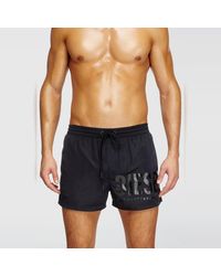 DIESEL - Mid-Length Swim Shorts With Logo Print - Lyst