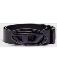 DIESEL - 3.9Cm Leather Belt With Metallic Oval D Buckle - Lyst