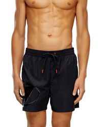 DIESEL - Swim Shorts With Shiny Oval D Logo - Lyst