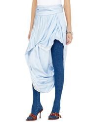DIESEL - Draped Satin Midi Skirt With Lace Trim - Lyst