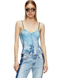 DIESEL - Strappy Bodysuit With Abstract Print - Lyst