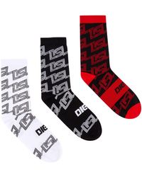 DIESEL - Three-pack Of Socks With All-over Dsl Logo - Lyst