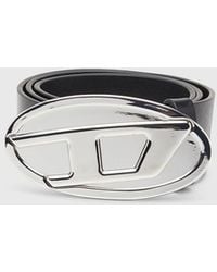 DIESEL - 4Cm Leather Belt With Oval D Plaque - Lyst
