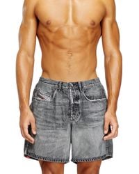 DIESEL - Swim Shorts With Denim Trompe L'Oeil Print - Lyst