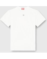 DIESEL - Cotton T-Shirt With Metallic Oval D - Lyst