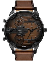 DIESEL - Mega Chief Slim Leather Watch - Lyst