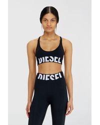 DIESEL - Microfibre Sports Bra With Cut-Off Logo - Lyst