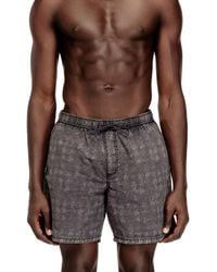 DIESEL - Swim Shorts With Faded Houndstooth Pattern - Lyst