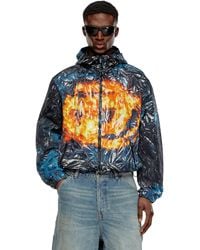 DIESEL - Hooded Windbreaker With Poster Print - Lyst