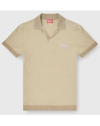 DIESEL - Bouclé-Knit Polo Shirt With Phoenix Logo - Lyst