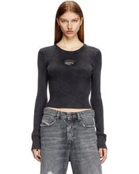 DIESEL - Cropped Jumper With Cut-Out Logo - Lyst