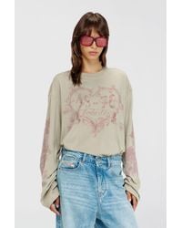 DIESEL - Cotton Long-Sleeve T-Shirt With Graphic Print - Lyst