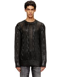 DIESEL - Cable-Knit Jumper With Shiny Effect - Lyst