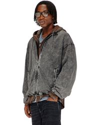 DIESEL - Sweat Jacket With Denim Effect - Lyst