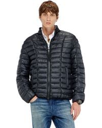 DIESEL - Biker-Style Puffer Jacket With Tonal Piping - Lyst