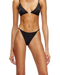 DIESEL - Microfibre Thong With Oval D Plaque - Lyst