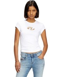 DIESEL - T-Shirt 'T-Angie' Bianca Con Logo - Lyst