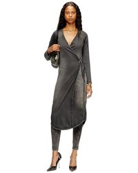 DIESEL - Mid-Length Denim Dress With A V-Neck - Lyst