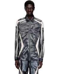 DIESEL - Printed Viscose Shirt With Front Zip Closure - Lyst