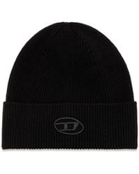 DIESEL - Ribbed Beanie With D Embroidery - Lyst
