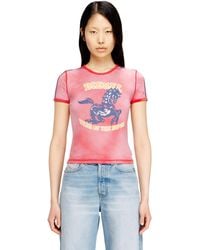 DIESEL - Cotton Stretch T-Shirt With Horse Graphic Print - Lyst