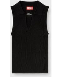 DIESEL - Sleeveless Rib-Knit Polo Top - Lyst