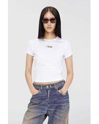 DIESEL - T-Shirt With Logo Plate - Lyst