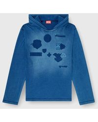 DIESEL - Hooded Long-Sleeve T-Shirt With Shadow-Effect Patches - Lyst