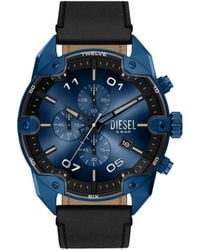 DIESEL - Spiked Chronograph Leather Watch - Lyst