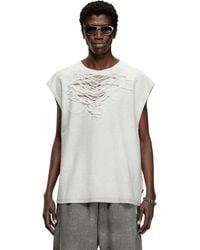 DIESEL - Sleeveless Sweatshirt With Distressed Front - Lyst