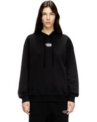 DIESEL - Hoodie With Metal-Effect Oval D Logo - Lyst