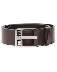 DIESEL - Leather Belt With Star Logo Buckle - Lyst
