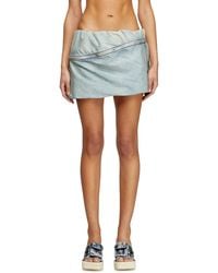 DIESEL - Short Denim Skirt With Zip Detail - Lyst