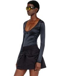 DIESEL - Nylon Slim Top Scoop Neck With Logo Oval D Embroidery - Lyst