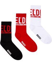 DIESEL - Three-pack Of Socks With Logo Lettering - Lyst