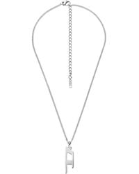 DIESEL - Stainless Steel D Logo Pendant Necklace - Lyst