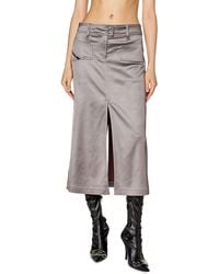 DIESEL - Midi Skirt In Shiny Stretch Satin - Lyst