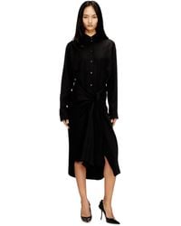 DIESEL - Midi Shirt Dress With Twisted Detail - Lyst