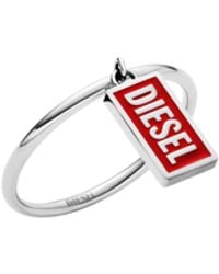DIESEL - Stainless Steel Logo Charm Ring - Lyst