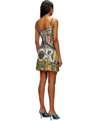 DIESEL - Short Destroyed Dress With Poster Print - Lyst