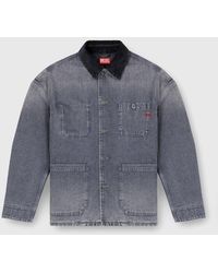 DIESEL - Utility-Style Denim Jacket With Contrasting Collar - Lyst