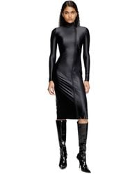 DIESEL - Langarm-Midi-Kleid Mit Stehkragen Und Finish Aus Chintz - Lyst