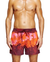 DIESEL - Mid-length Swim Shorts With Graphic Print - Lyst