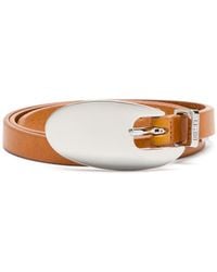 DIESEL - 1.5Cm Slim Leather Belt With Sculptural Buckle - Lyst